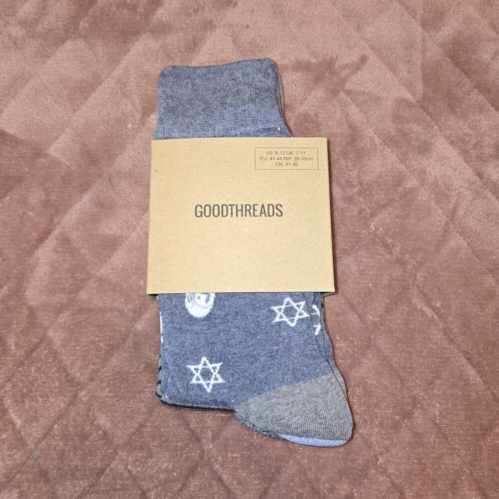 Goodthreads 3 Pack Socks Size 8-12 Jewish Men's